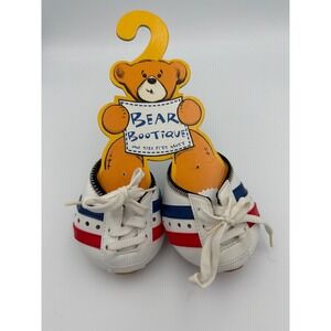 Vintage 1999 Build-A-Bear Workshop Bear Bootique White Red Blue Tennis Shoes NWT